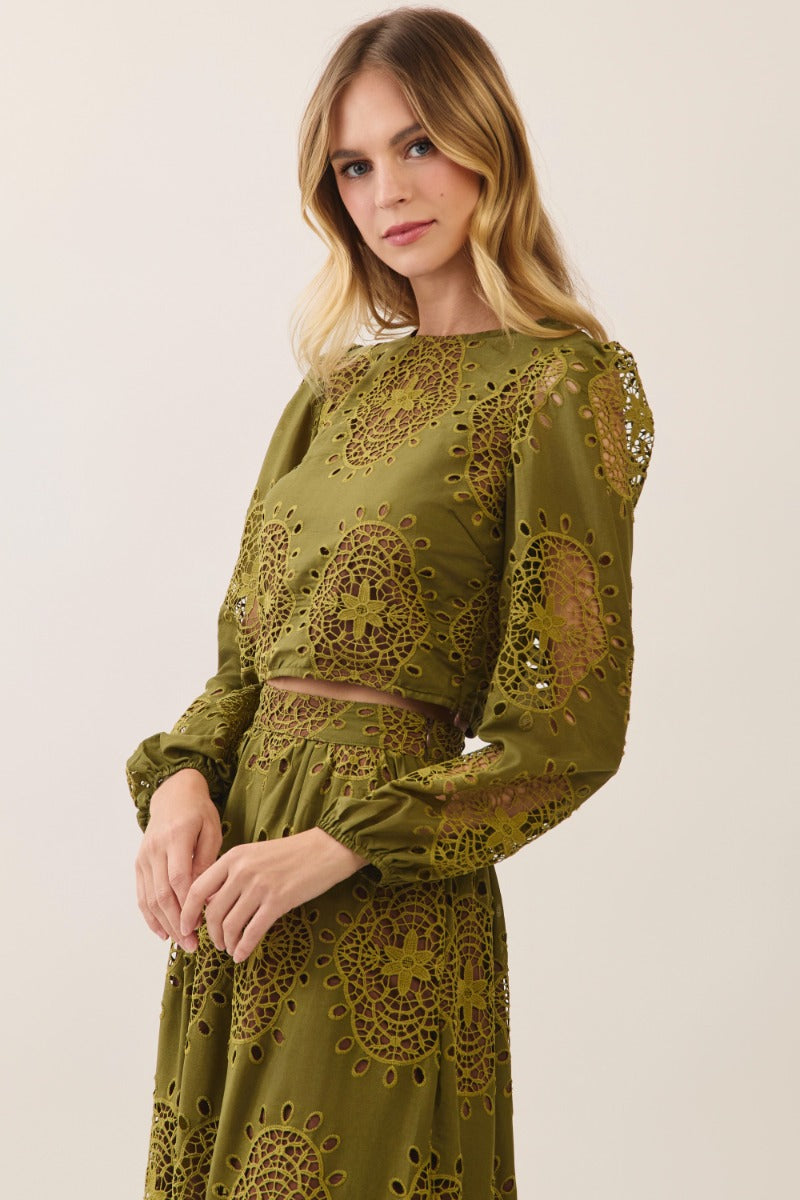 Helena Set in olive eyelet