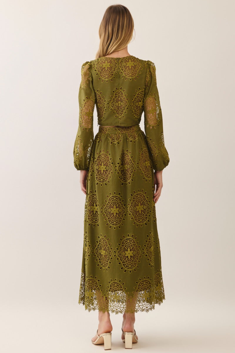 Helena Set in olive eyelet