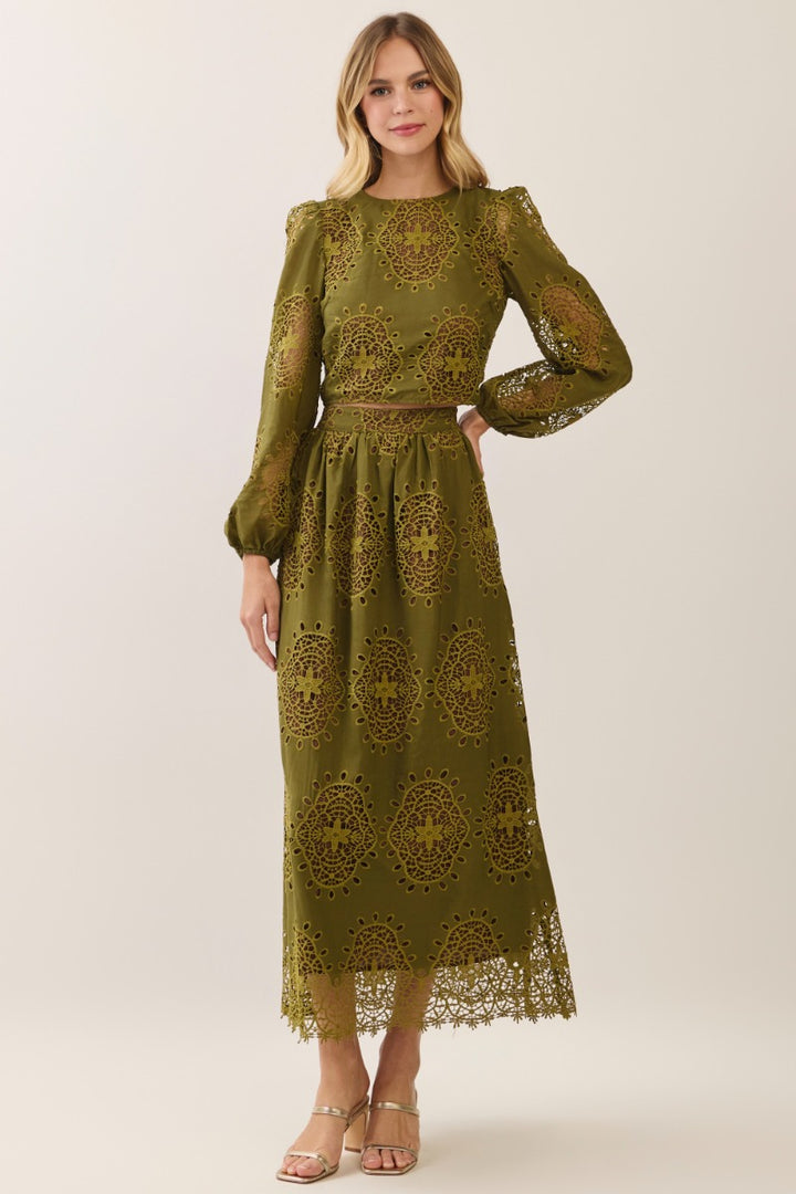 Helena Set in olive eyelet