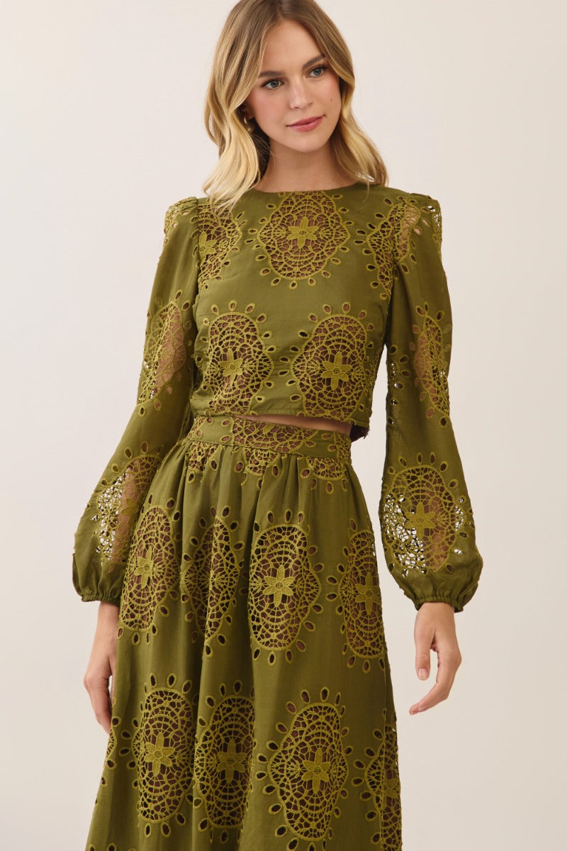 Helena Set in olive eyelet