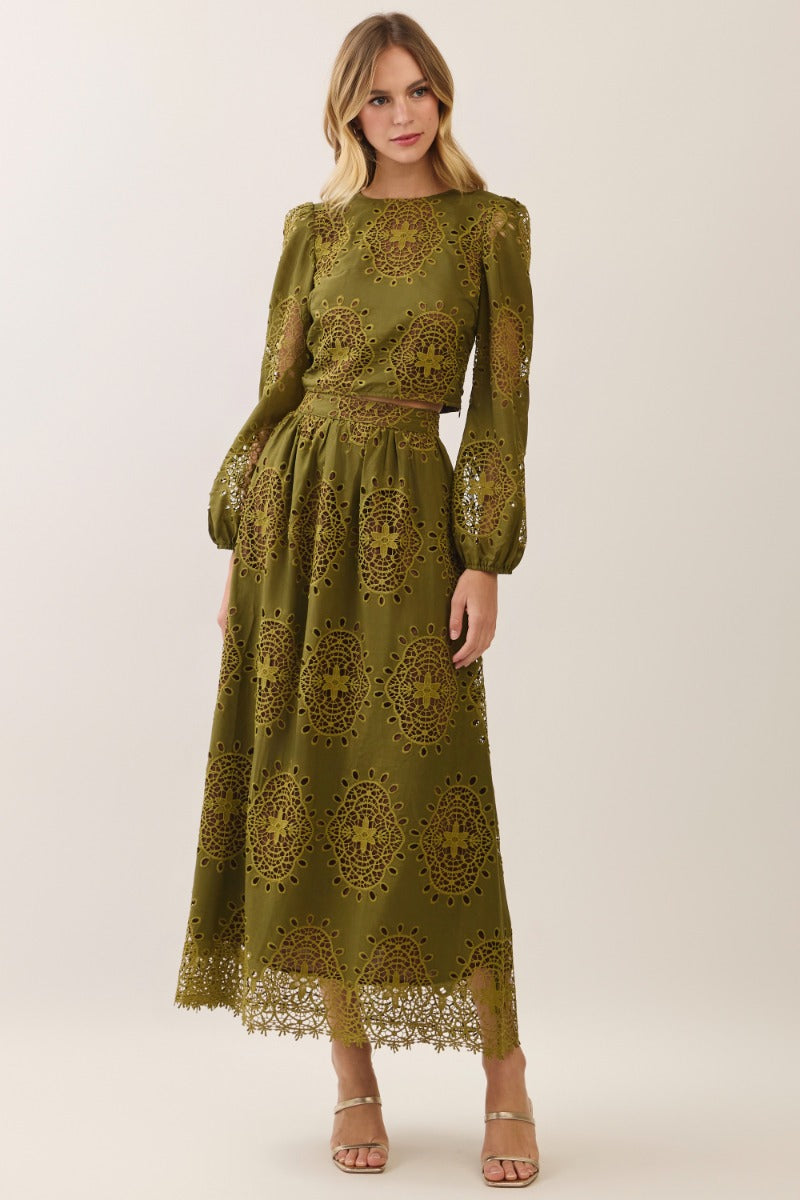 Helena Set in olive eyelet