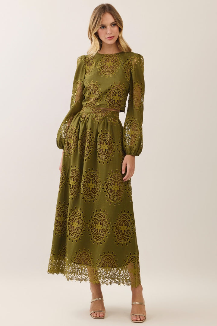Helena Set in olive eyelet
