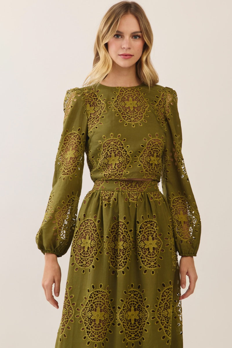 Helena Set in olive eyelet