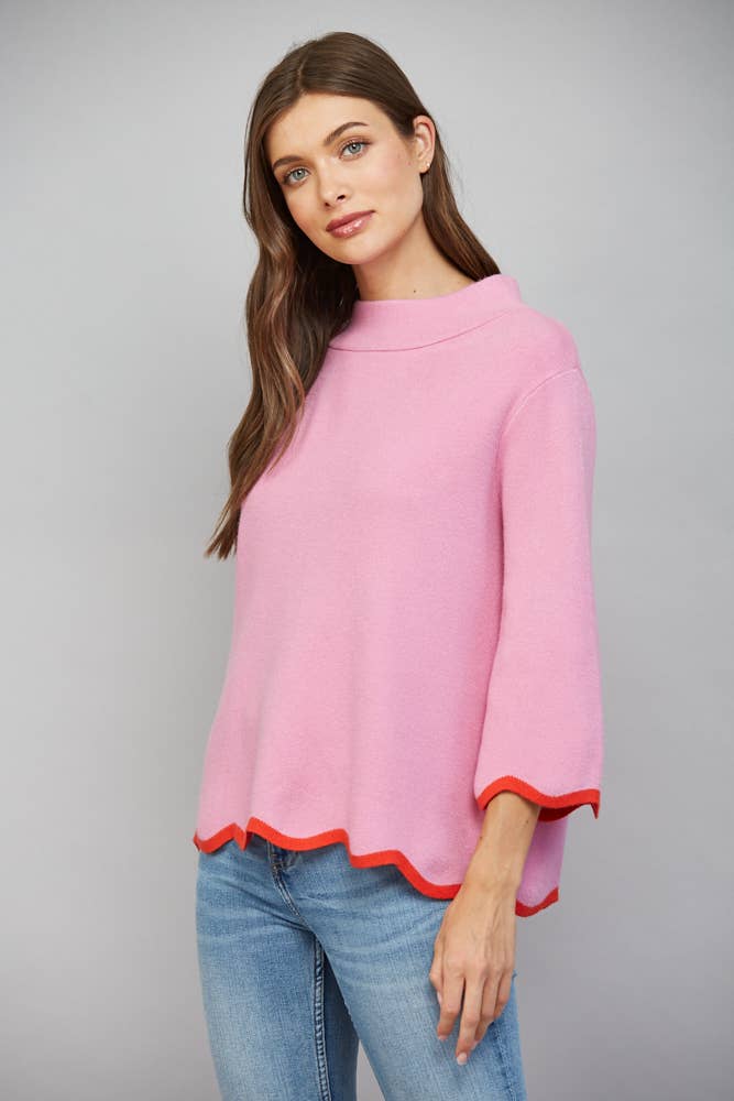 Carys Sweater in dusty orchid/tomato — view 3
