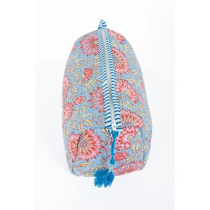 Floral Print Quilted Cotton Toiletry Bag Set