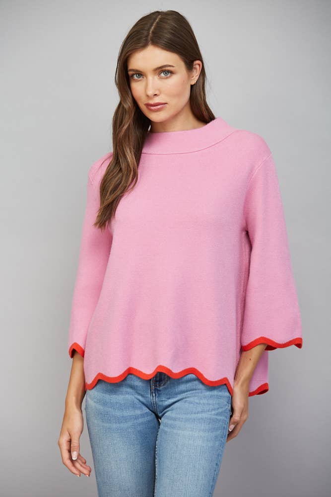 Carys Sweater in dusty orchid/tomato — view 2