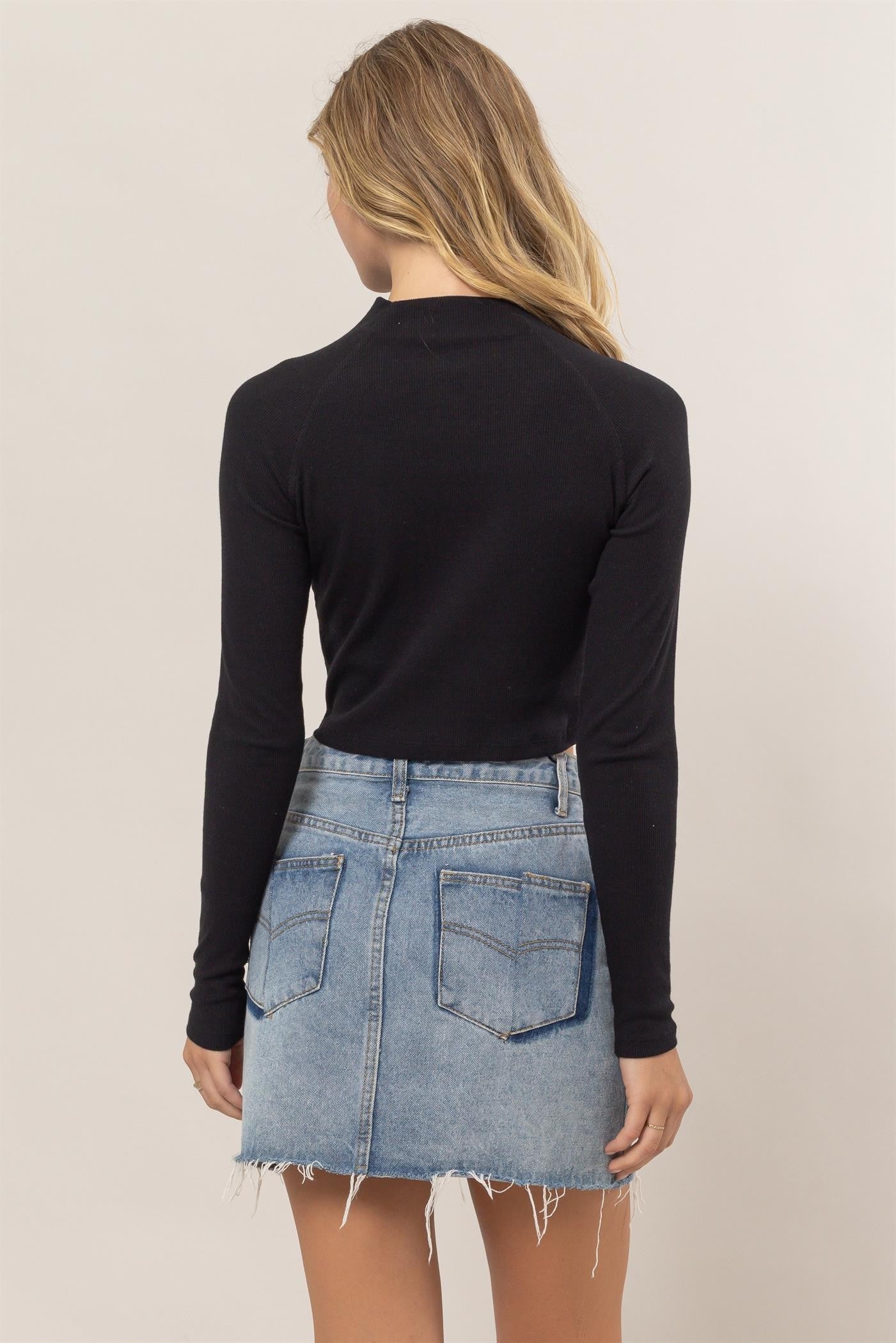 Cropped Mock Neck Turtleneck