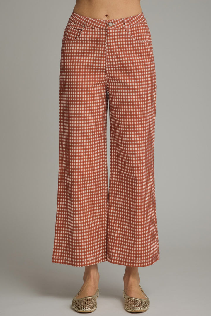 Gingham Pants in Rust - ENTRO P30616