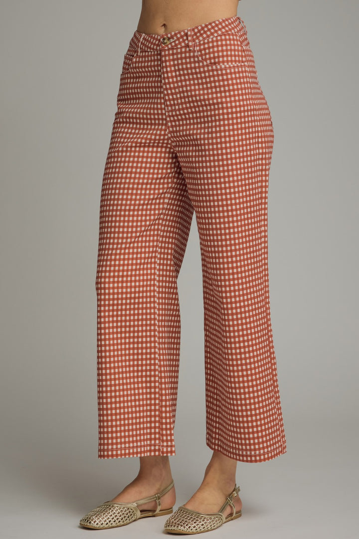 Gingham Pants in Rust - ENTRO P30616