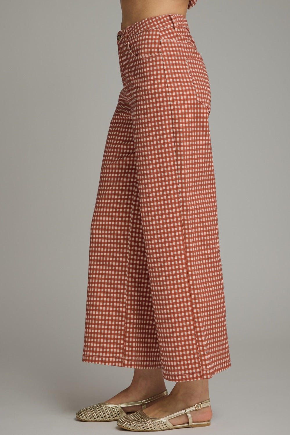Gingham Pants in Rust - ENTRO P30616