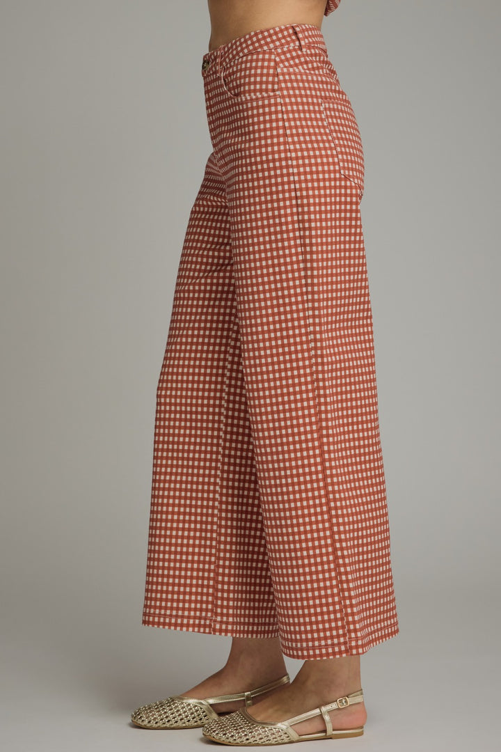 Gingham Pants in Rust - ENTRO P30616