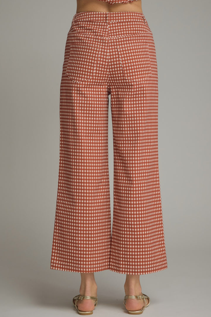 Gingham Pants in Rust - ENTRO P30616