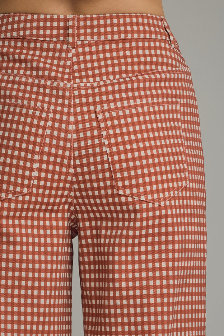 Gingham Pants in Rust - ENTRO P30616