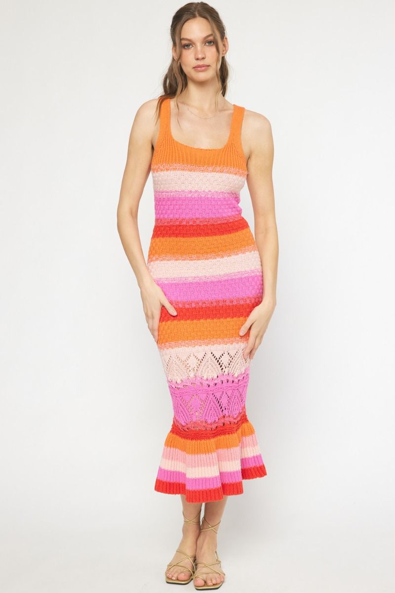 Colorblock Crochet Dress