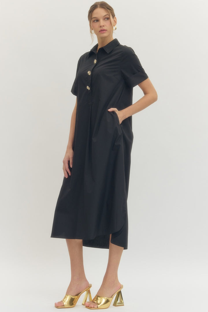 Charleston Midi Dress in Black