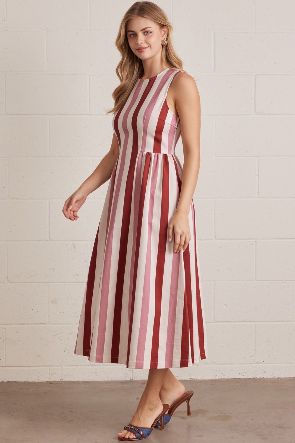 30A Stripe Midi Dress in Rust Combo