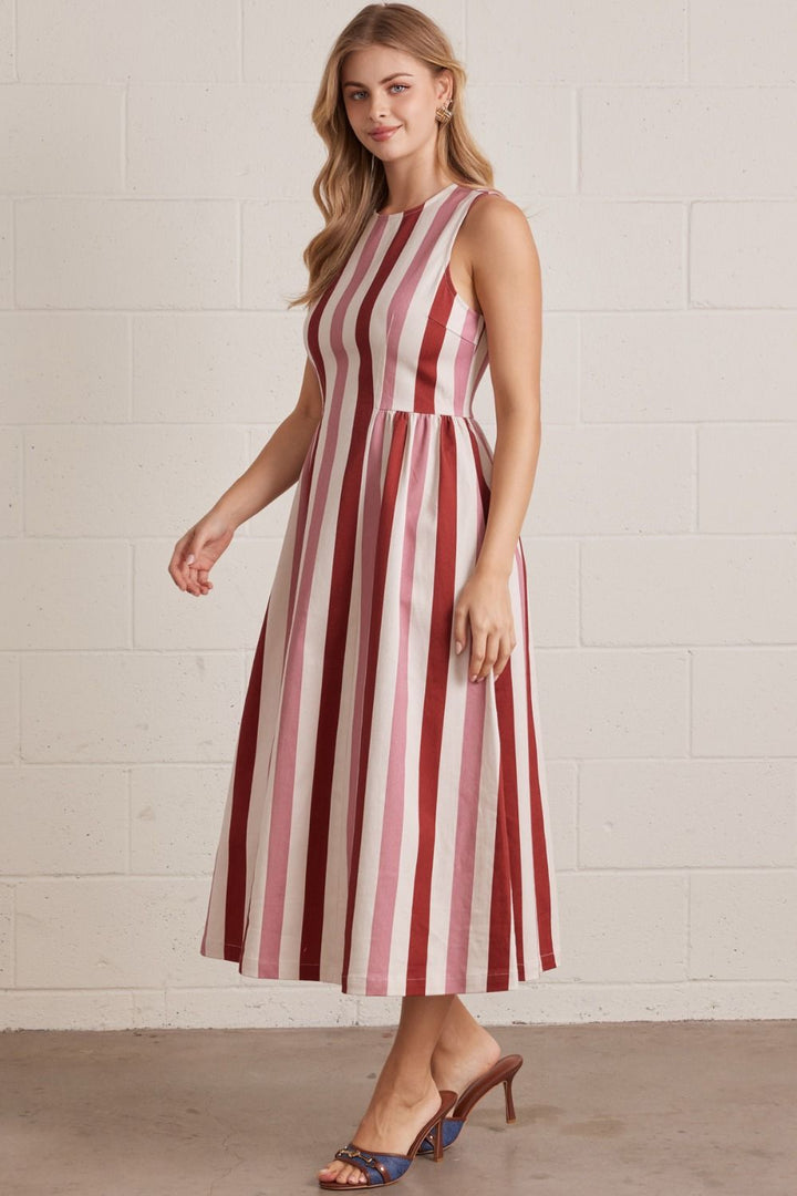 30A Stripe Midi Dress in Rust Combo