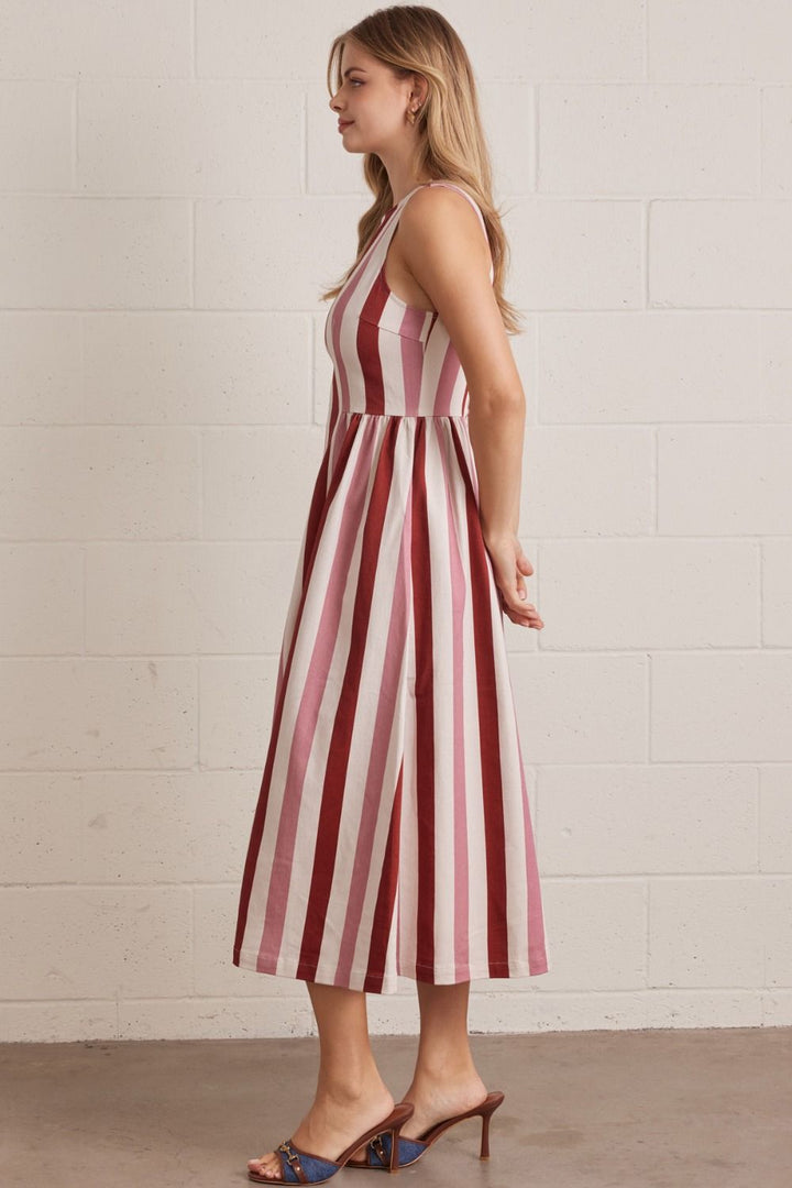 30A Stripe Midi Dress in Rust Combo