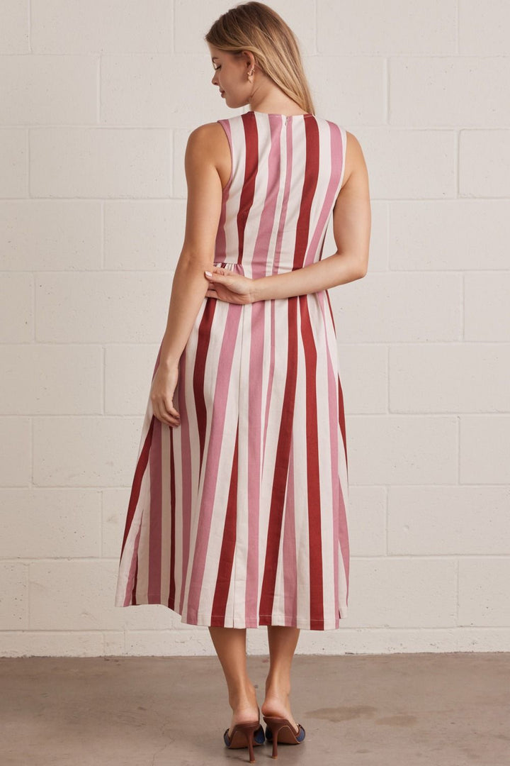 30A Stripe Midi Dress in Rust Combo