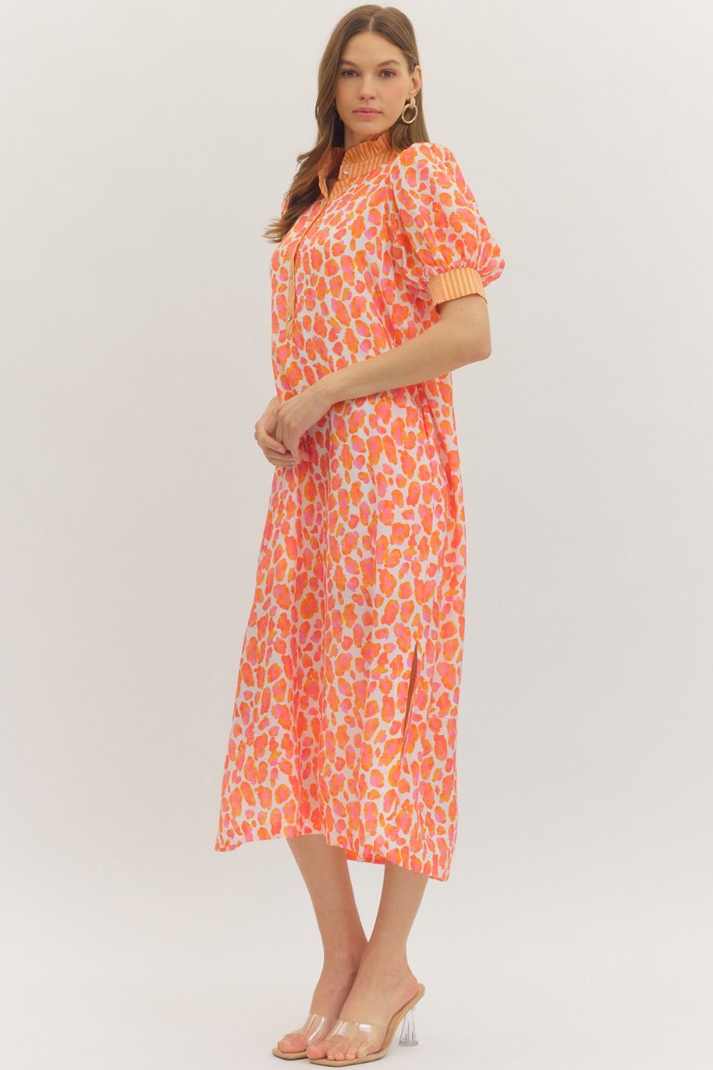 Leopard Ruffle Neck Dress