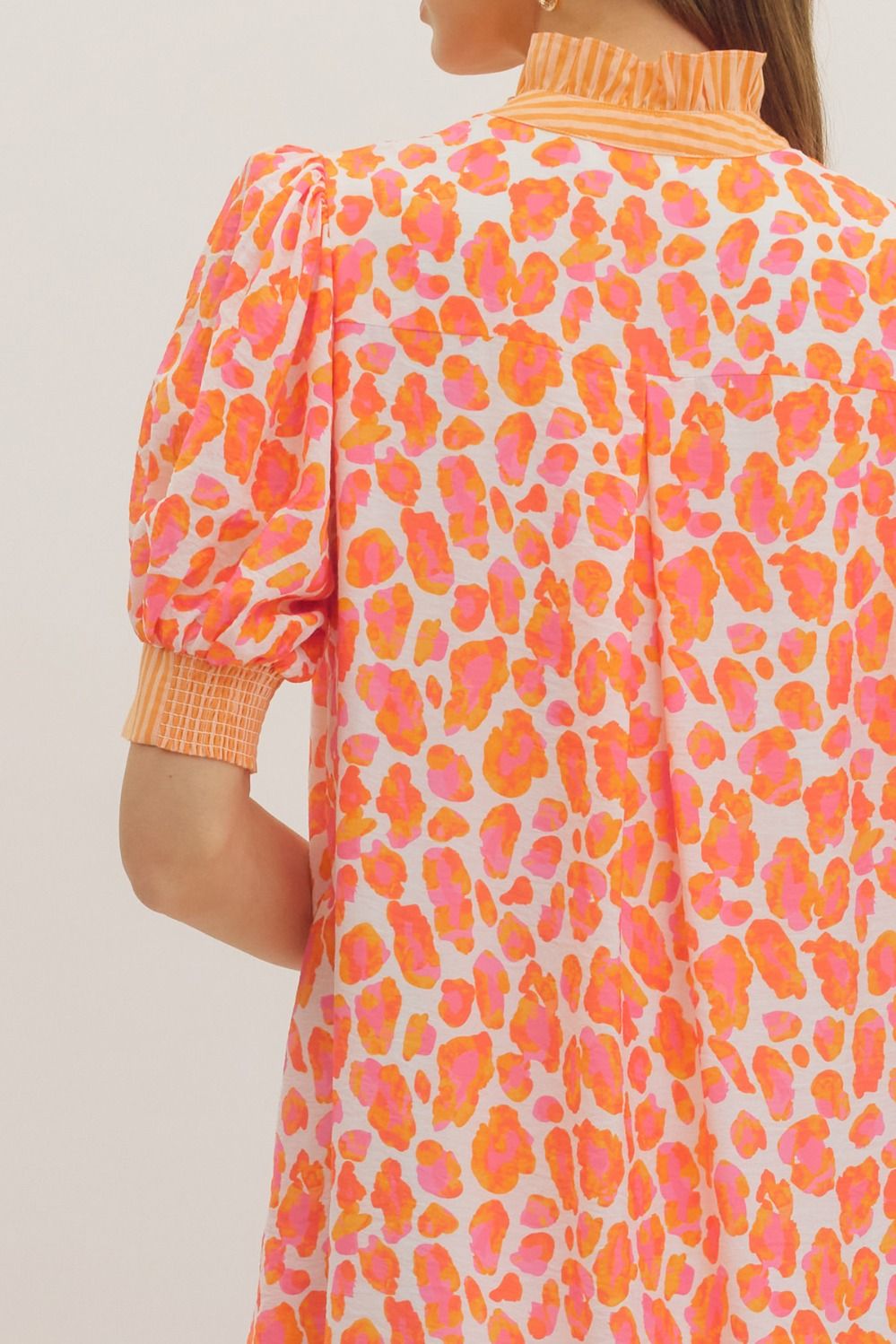 Leopard Ruffle Neck Dress