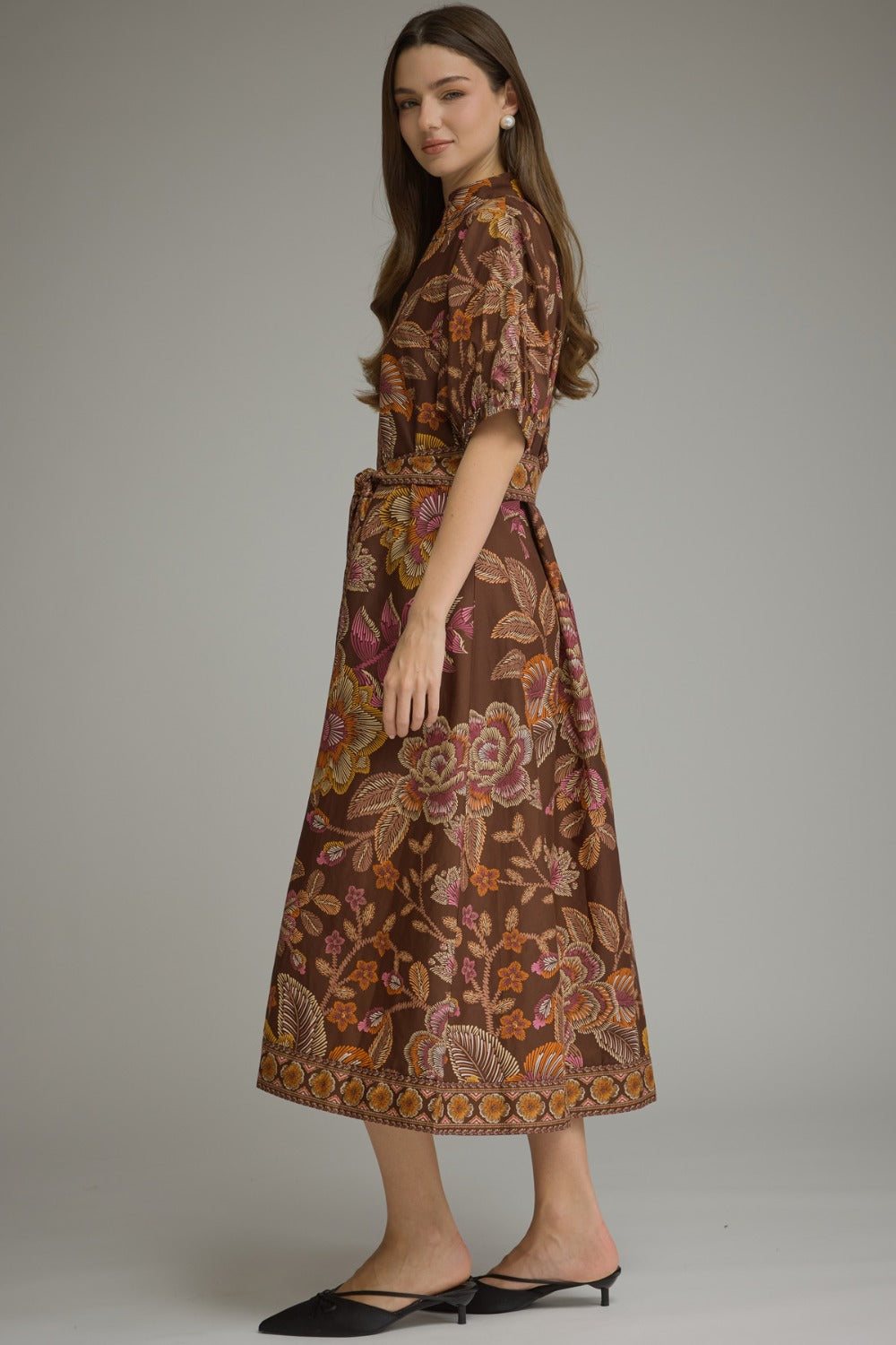 Rosalind Dress in Terra Cotta — side view