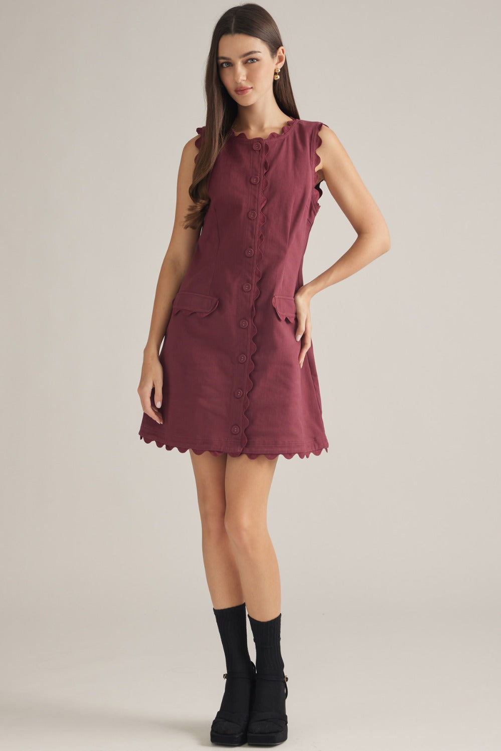 Bexley Dress in Wine - ENTRO D32604