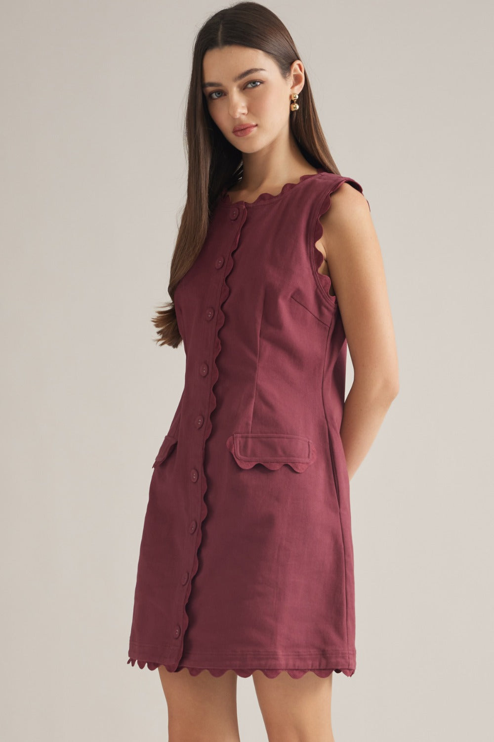 Bexley Dress in Wine - ENTRO D32604