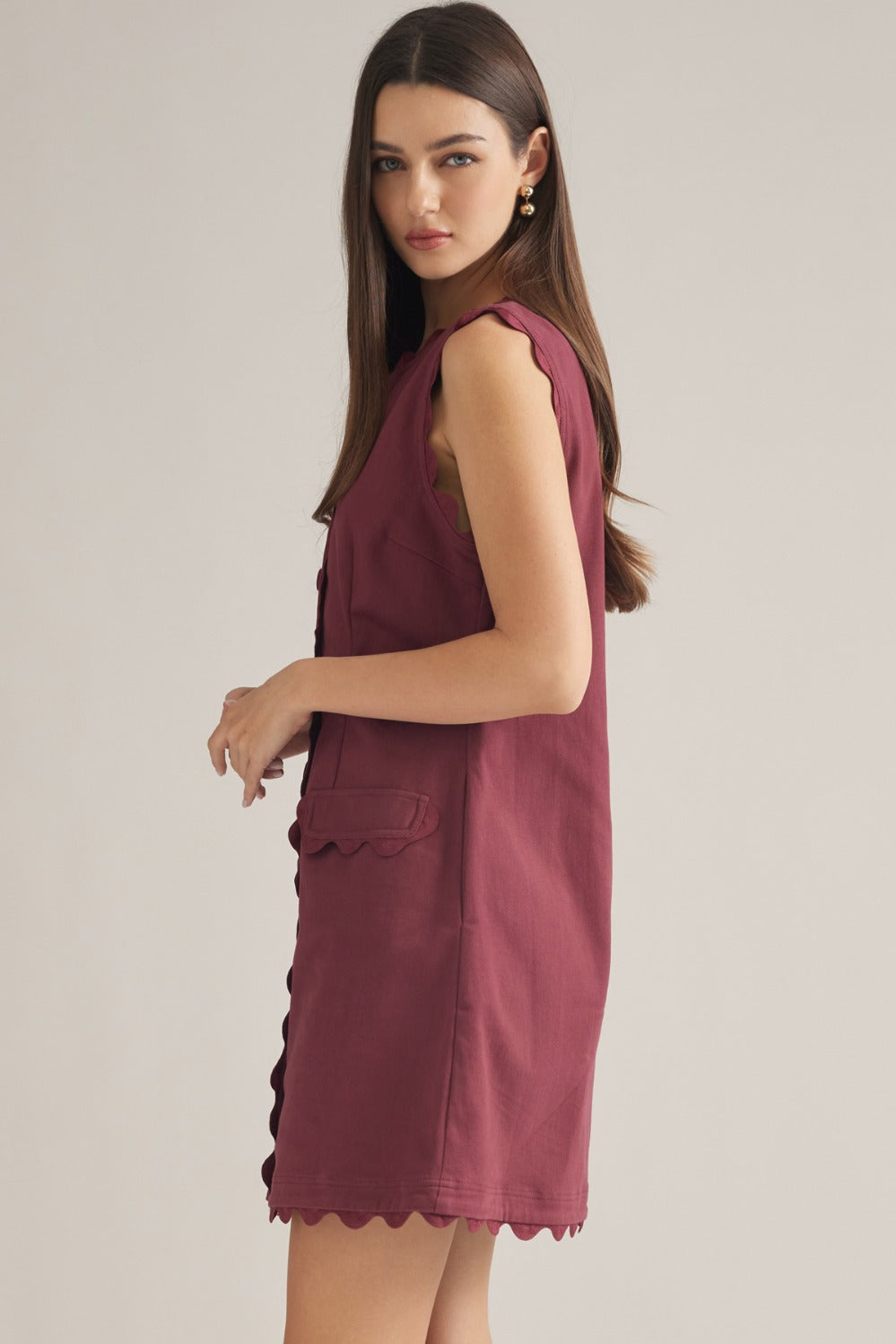 Bexley Dress in Wine - ENTRO D32604