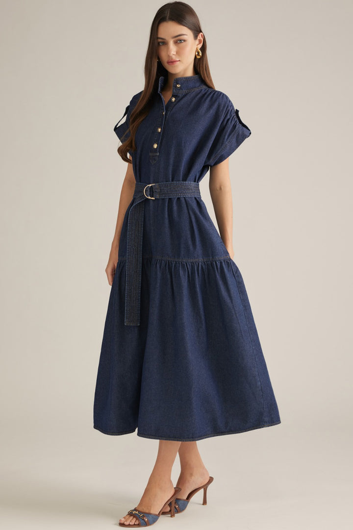 Coralie Dress in Dk Denim - ENTRO D33311