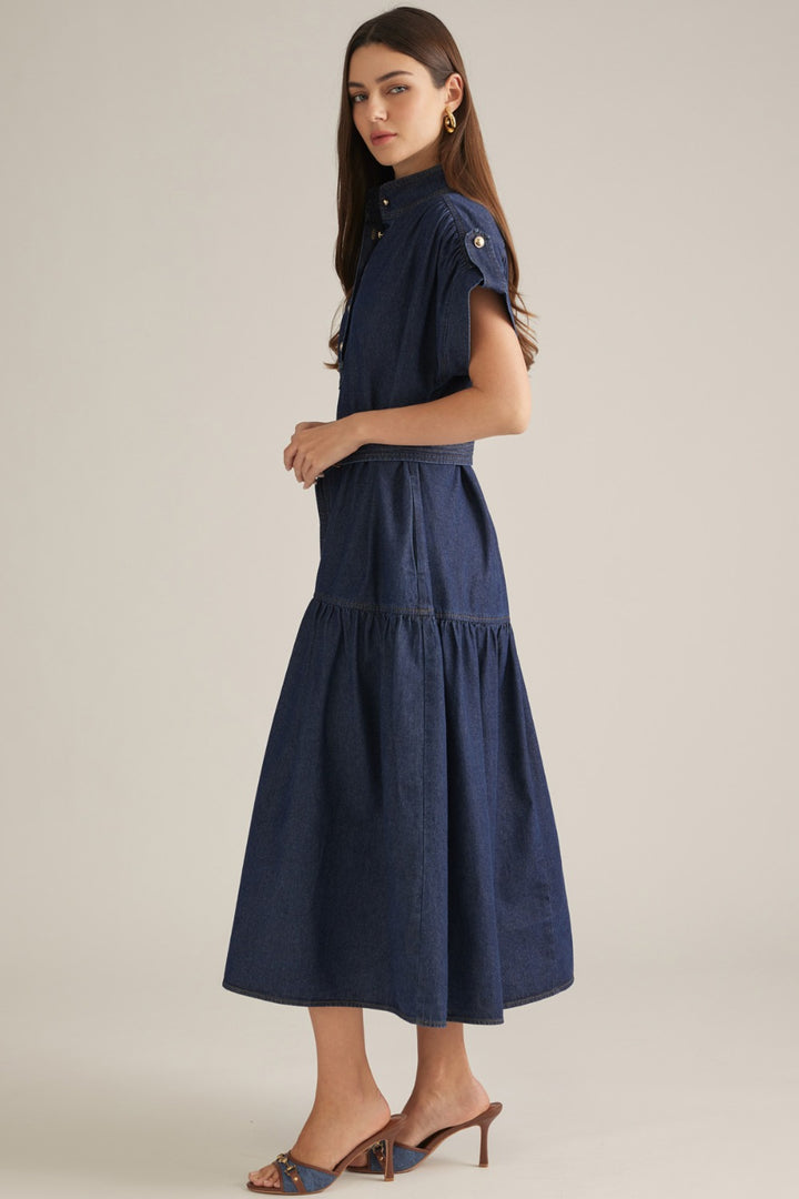 Coralie Dress in Dk Denim - ENTRO D33311
