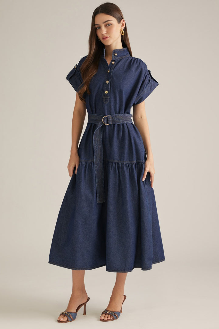 Coralie Dress in Dk Denim - ENTRO D33311