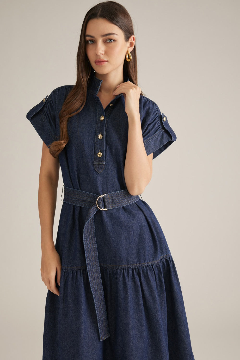 Coralie Dress in Dk Denim - ENTRO D33311