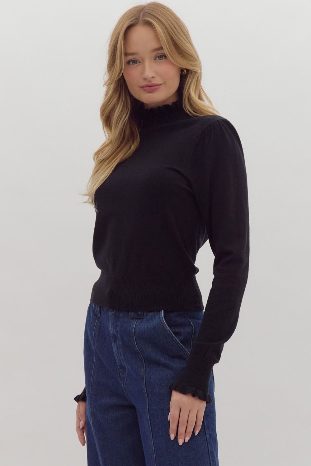 Ruffle Neck Turtleneck