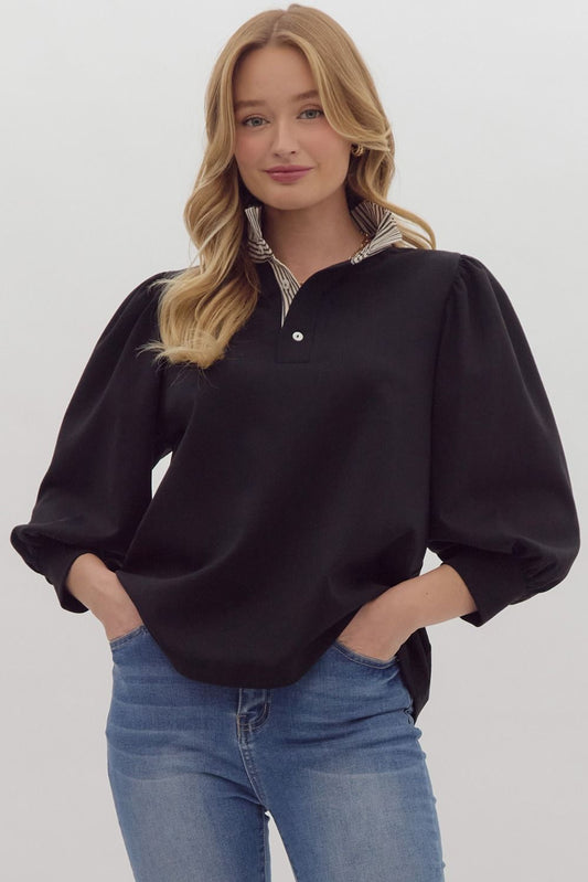 Standing Ruffle Collar Sweatshirt