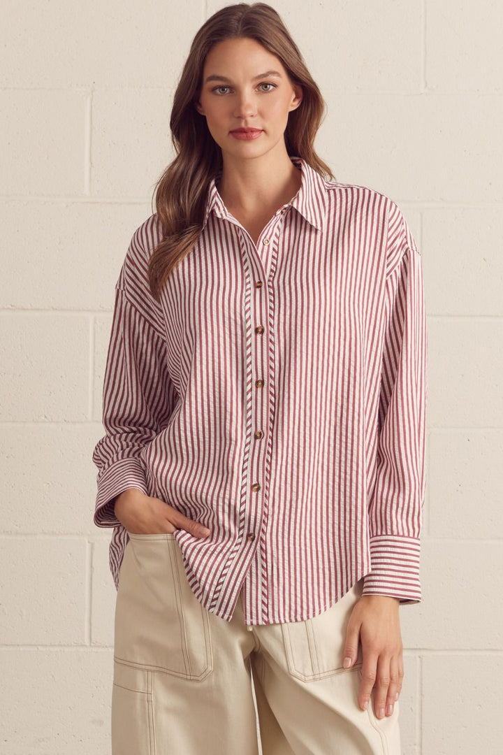 Rosewood Seersucker Top in Brick