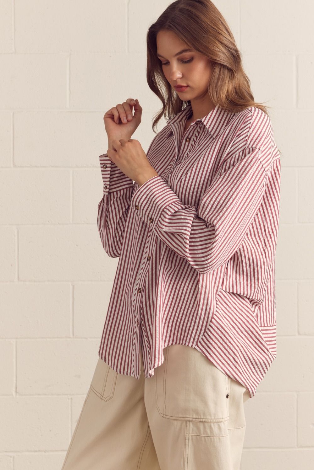 Rosewood Seersucker Top in Brick