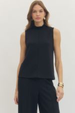 Midnight Mock Neck Tank in Black