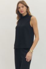 Midnight Mock Neck Tank in Black