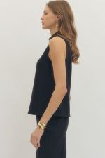 Midnight Mock Neck Tank in Black