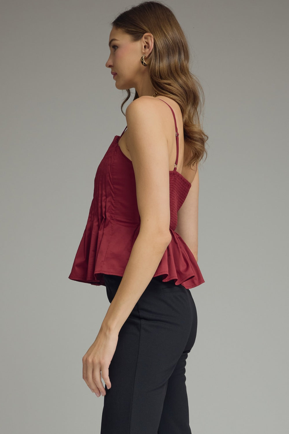 Keira Top in Merlot — side view