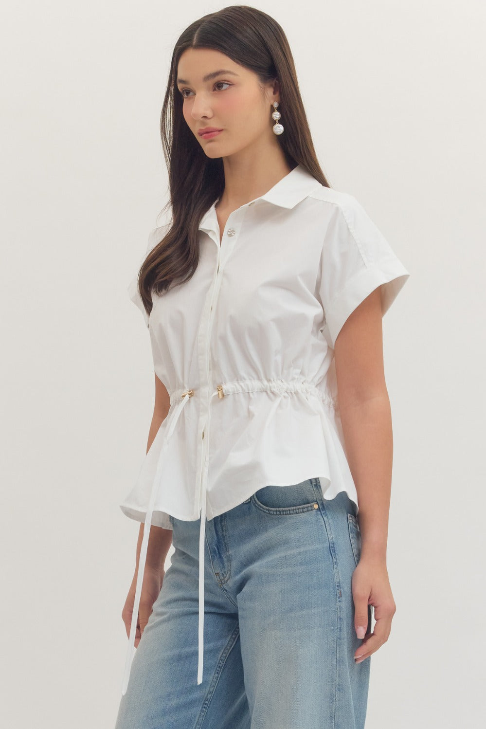 Camille Peplum Top in Off White