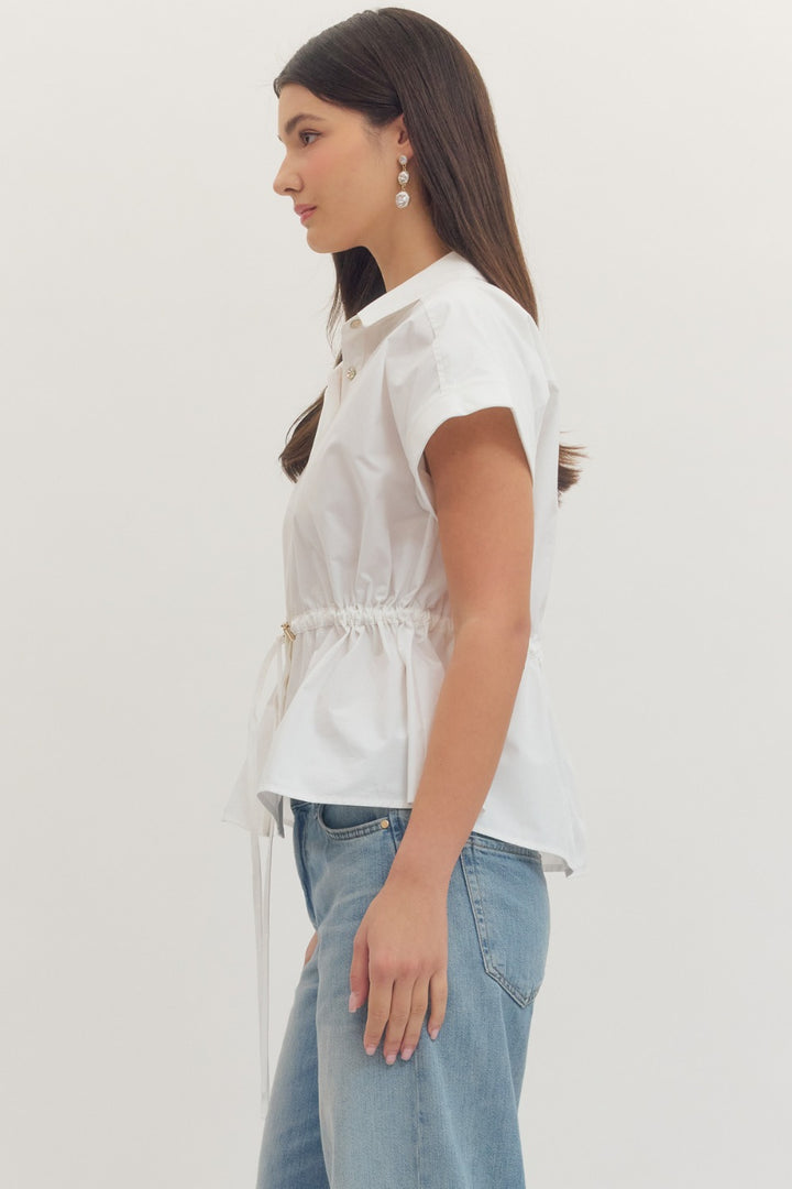 Camille Peplum Top in Off White