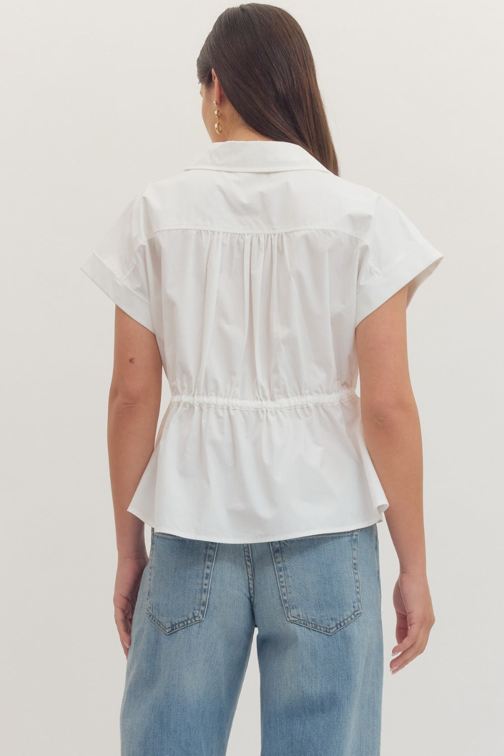 Camille Peplum Top in Off White