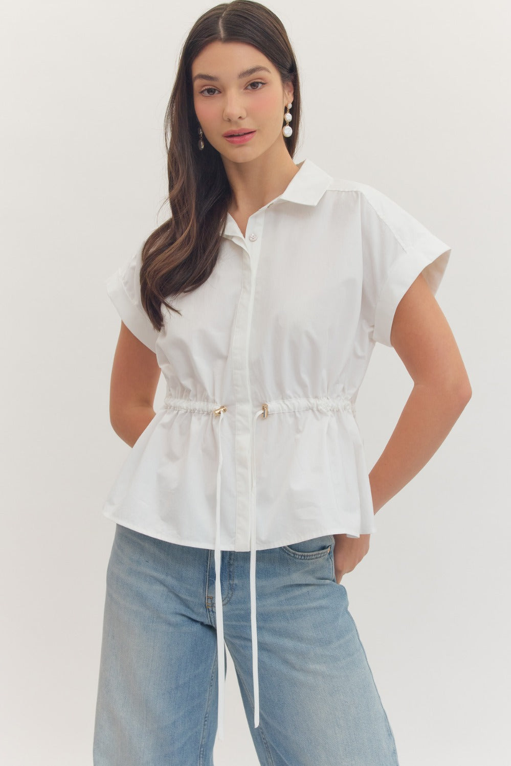 Camille Peplum Top in Off White