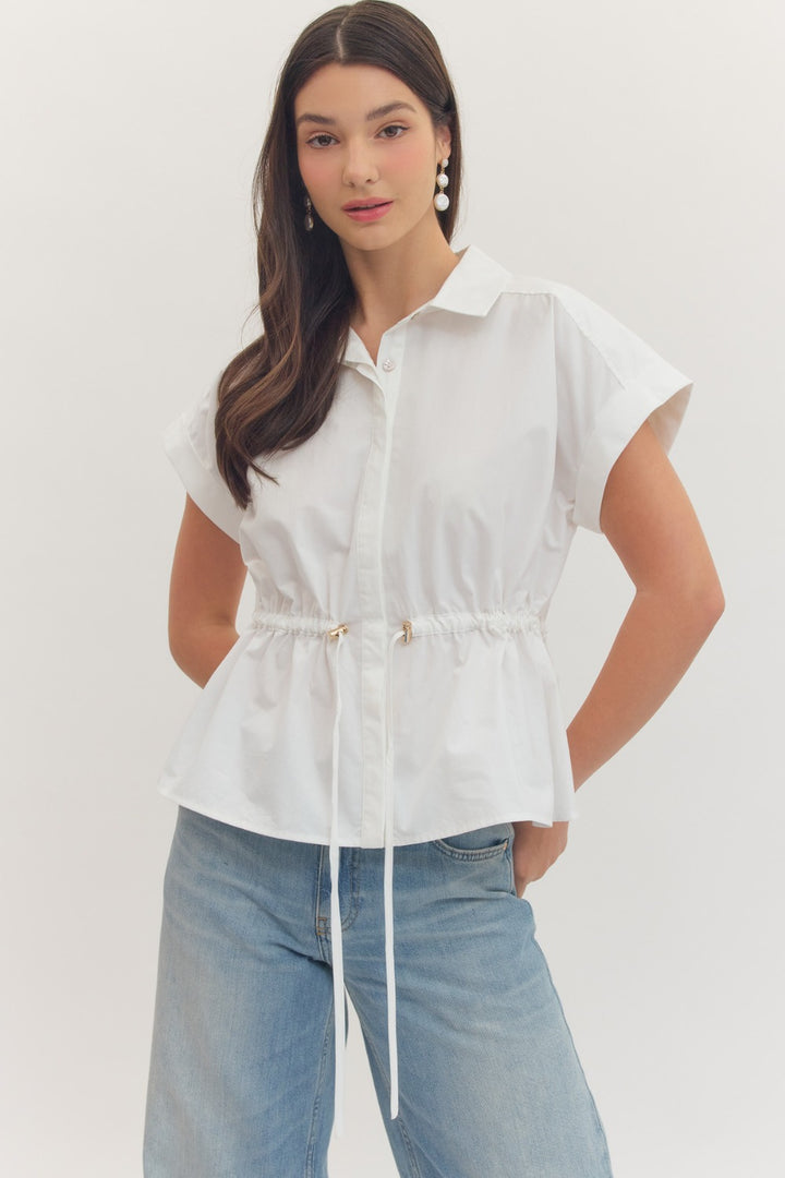 Camille Peplum Top in Off White
