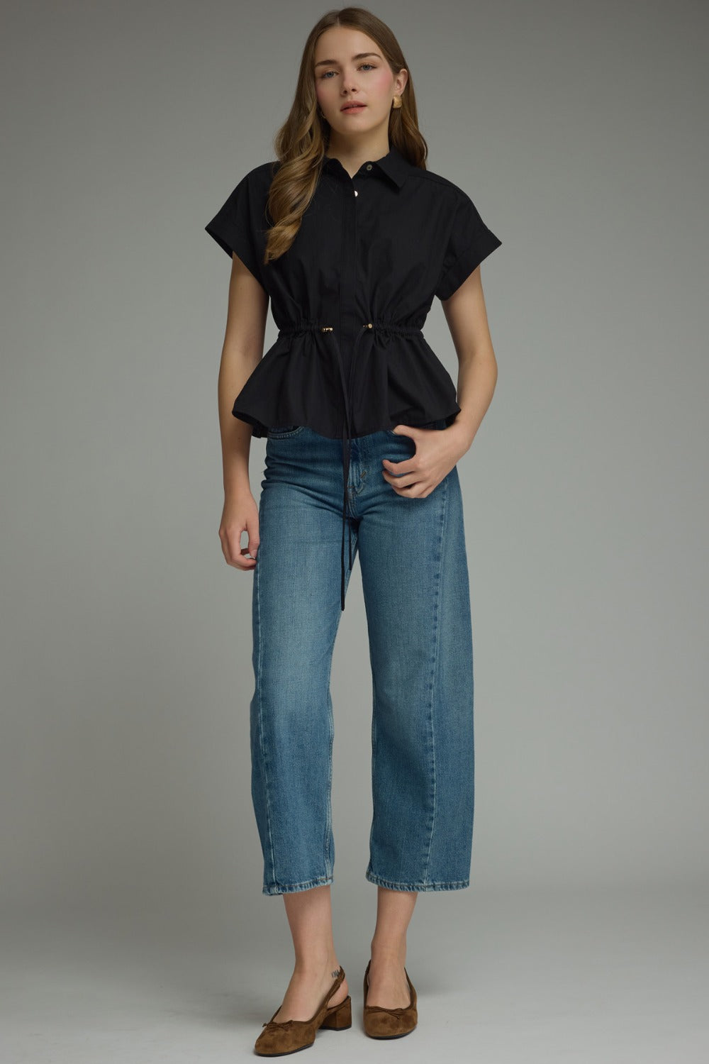 Camille Peplum Top in Black