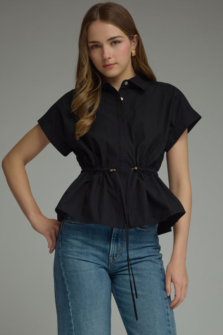 Camille Peplum Top in Black