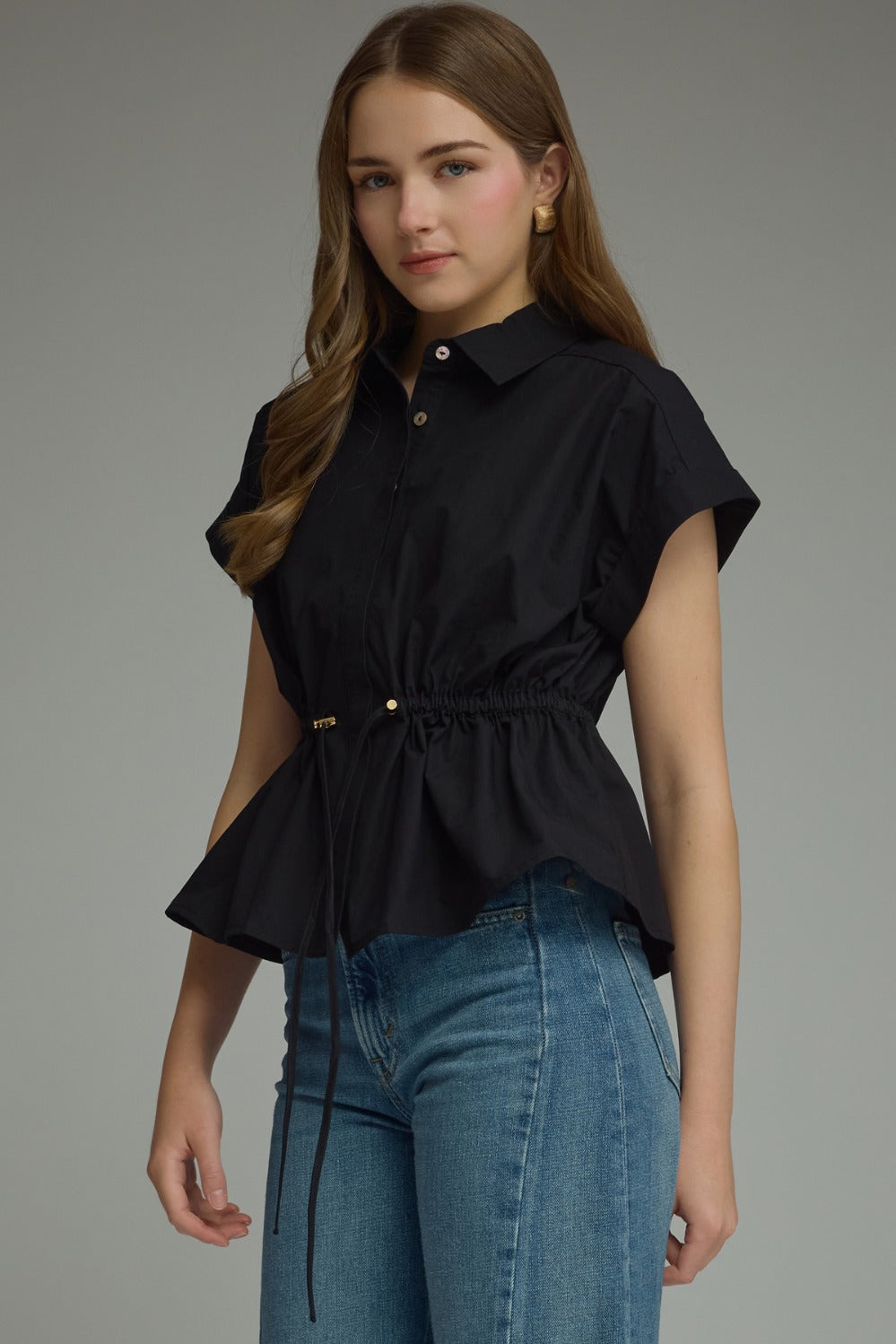 Camille Peplum Top in Black