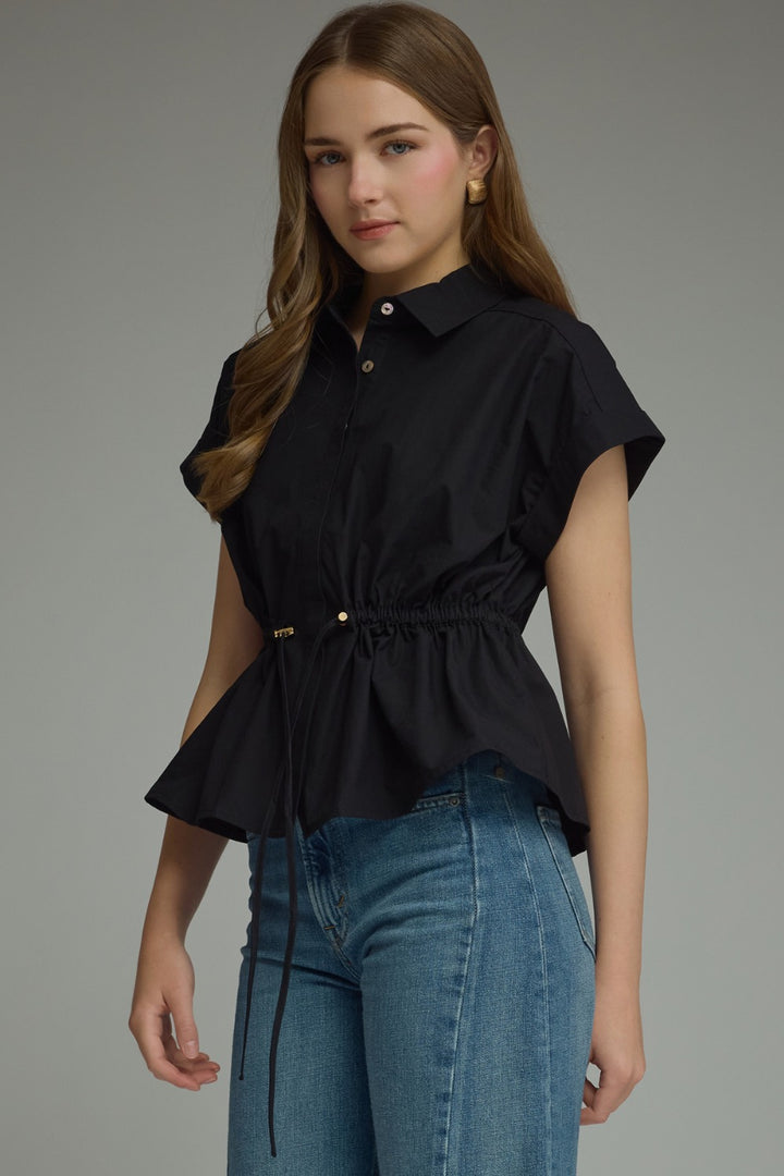 Camille Peplum Top in Black